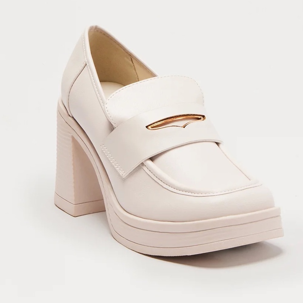 Bamboo Platform Loafer Ivory 7.5